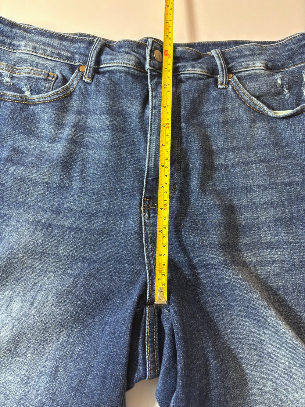 Judy Blue Denim Bermuda Shorts Hi-Rise Tummy Control Distressed Blue Size 3XL - Picture 10 of 13